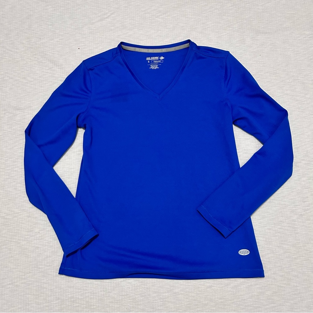 Reel Legends Shirt Womens Small Blue‎  Solid Long Sleeve Pullover Base Layer